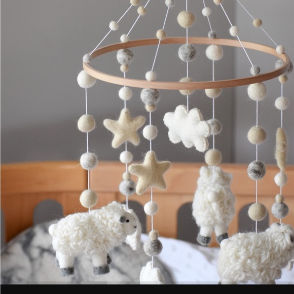 Wool Felt Sheep Baby Mobile - Picture 2 of 9